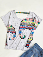 Plus Size Women Causal Round Neck Printing Short Sleeve T-shirt Sai Feel